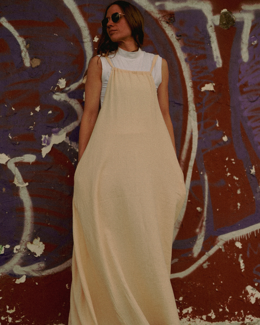 "Irma" Organic Cotton Wrap Dress (Beige)