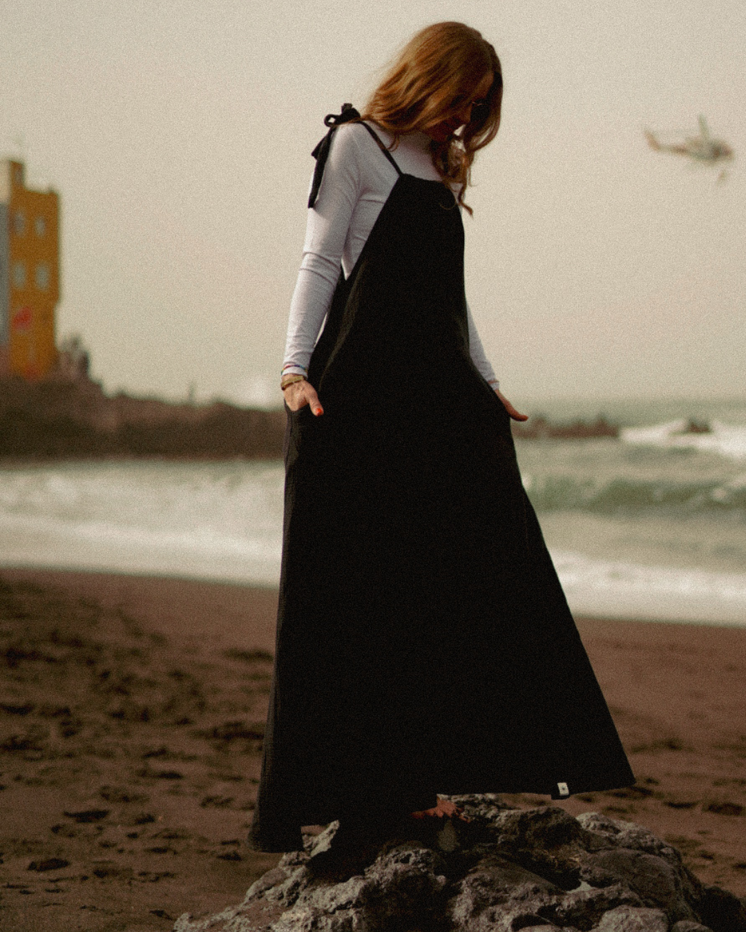 "Irma" Knot Dress Made of Organic Cotton (Black)