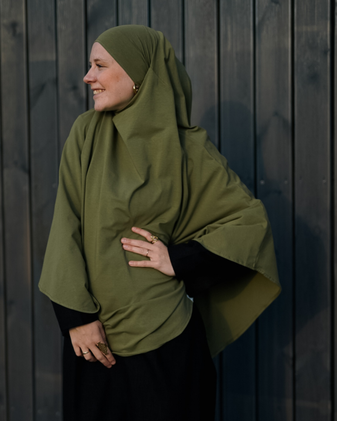 Jersey Khimar aus Bio-Baumwolle Olive