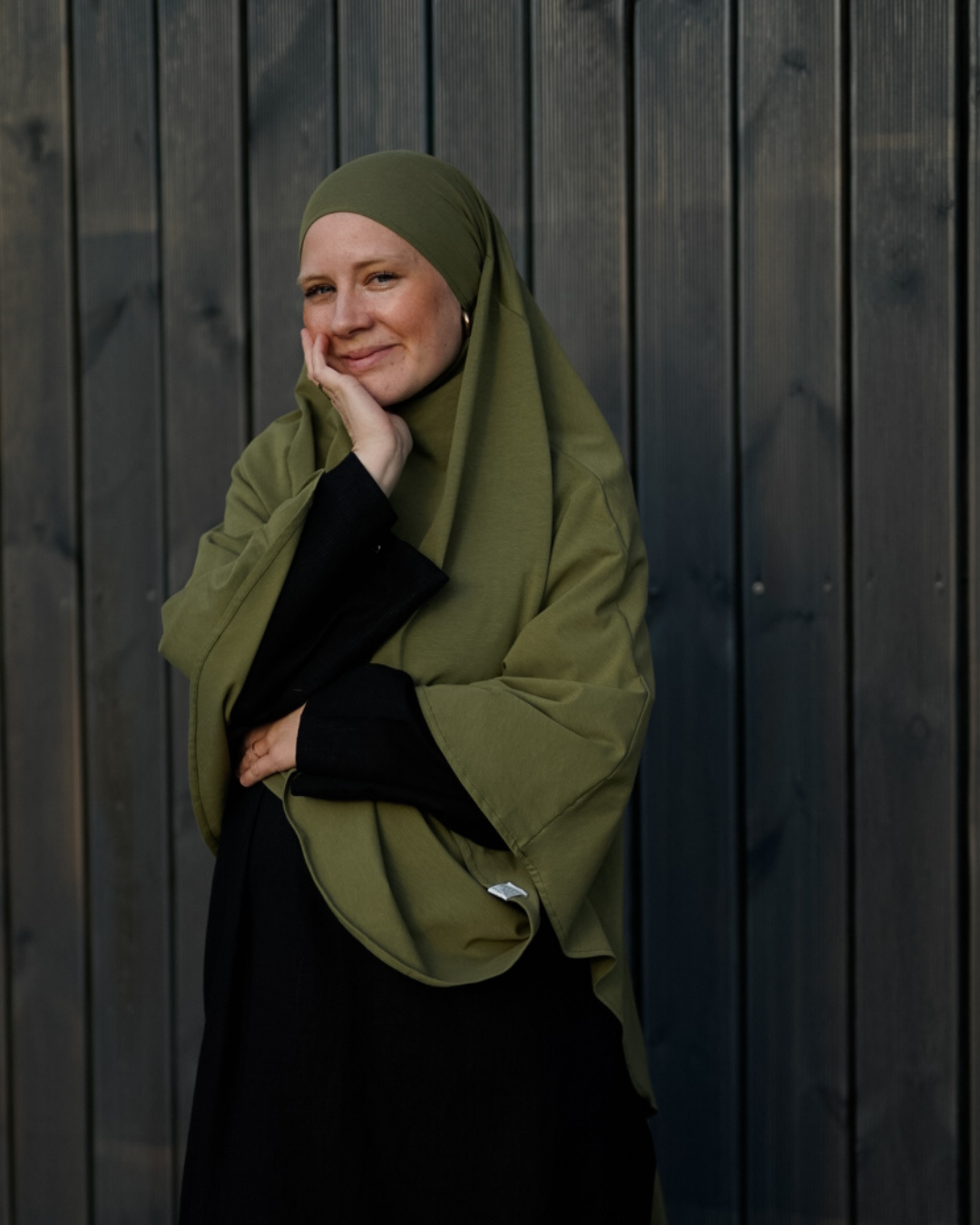 Jersey Khimar aus Bio-Baumwolle Olive