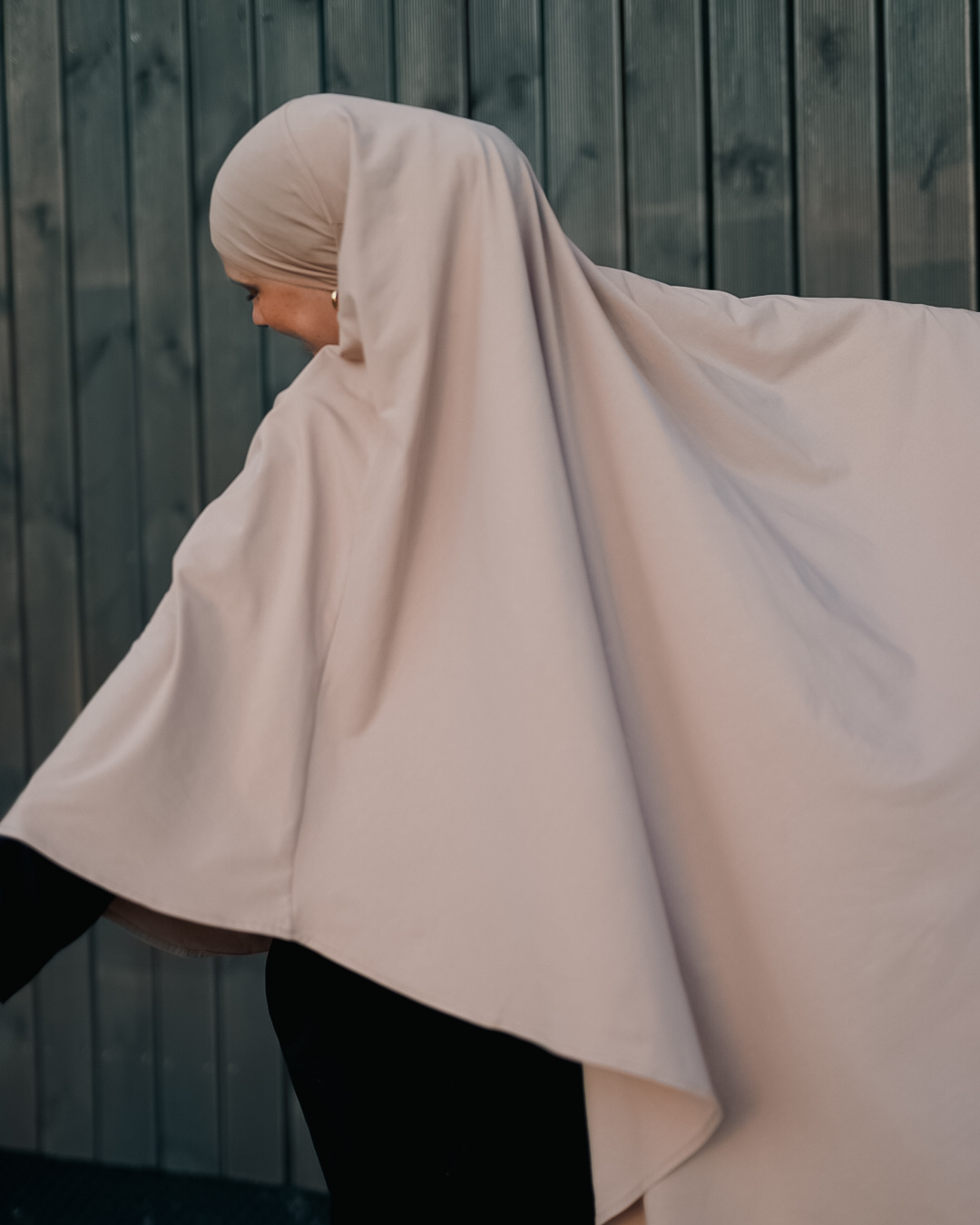 Jersey Khimar aus Bio-Baumwolle Light Taupe