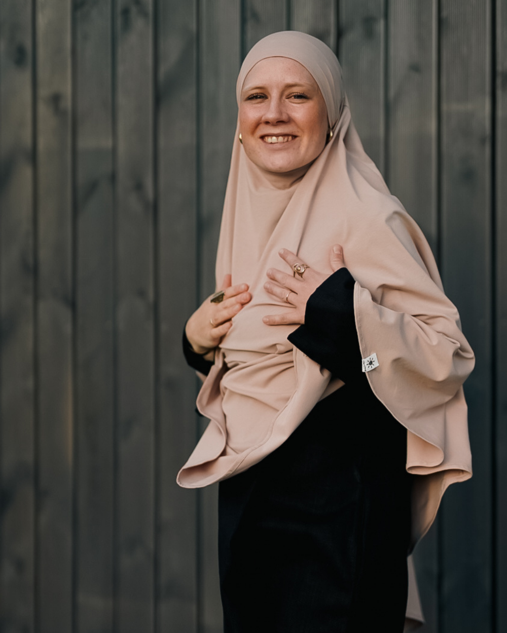 Jersey Khimar aus Bio-Baumwolle Light Taupe