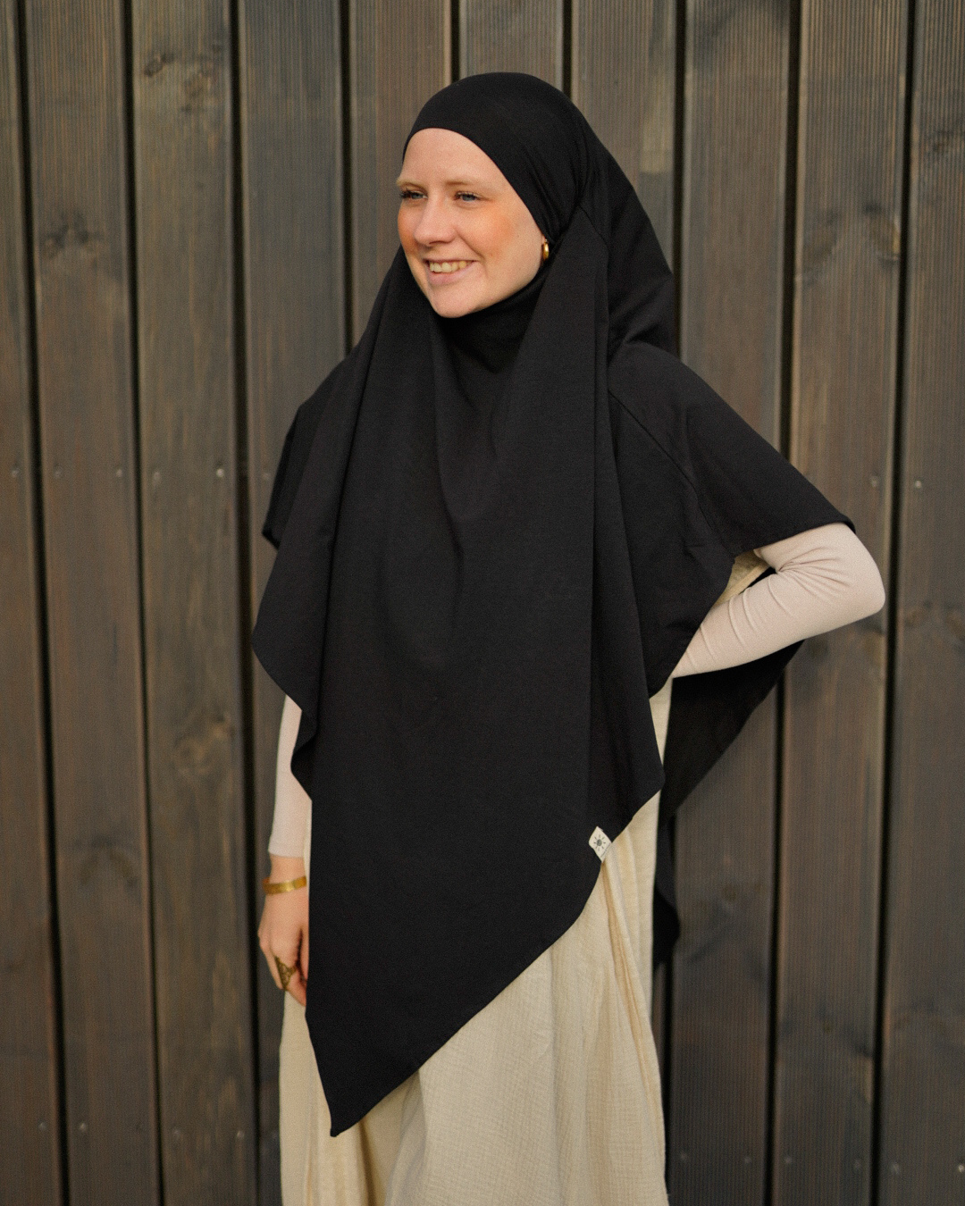 Jersey Khimar aus Bio-Baumwolle Black