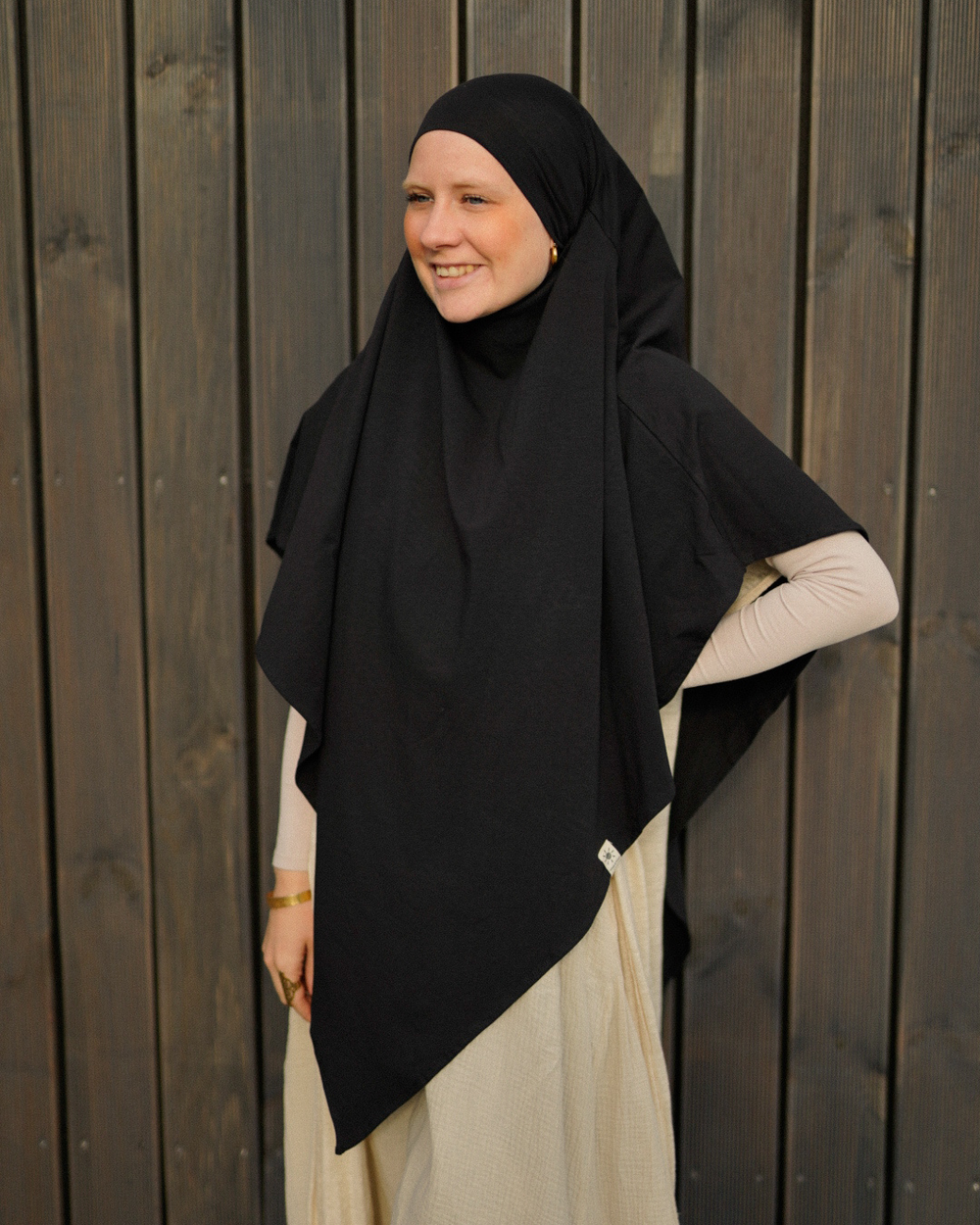 Jersey Khimar aus Bio-Baumwolle Black