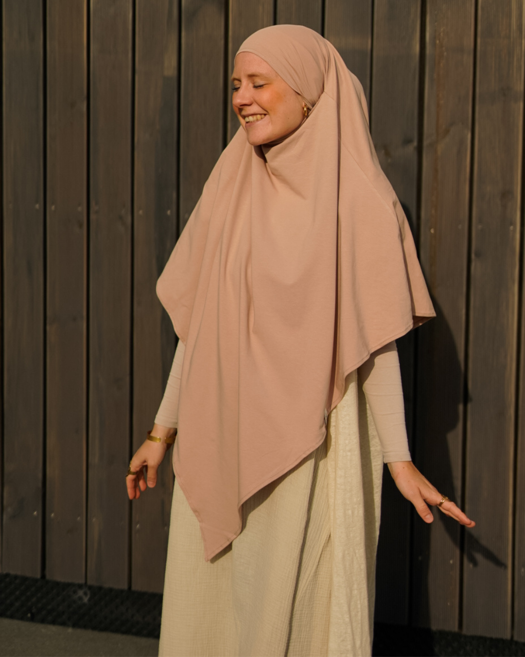 Jersey Khimar aus Bio-Baumwolle Light Taupe