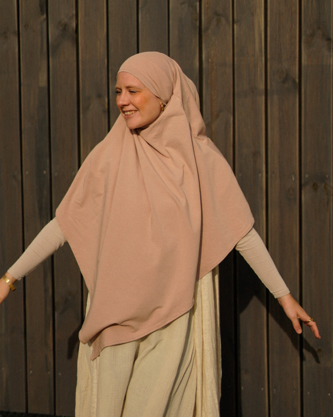 Jersey Khimar aus Bio-Baumwolle Light Taupe