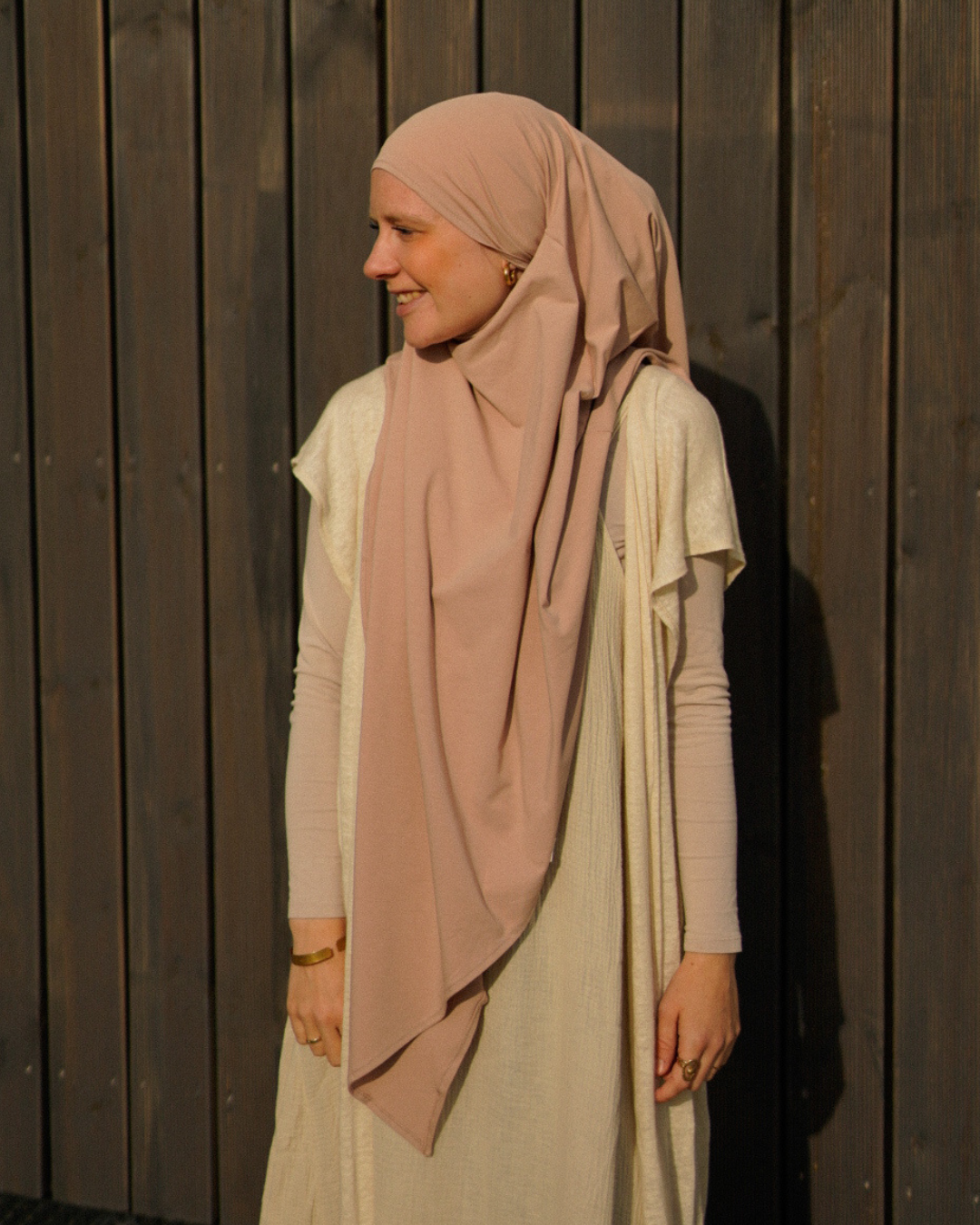 Jersey Khimar aus Bio-Baumwolle Light Taupe