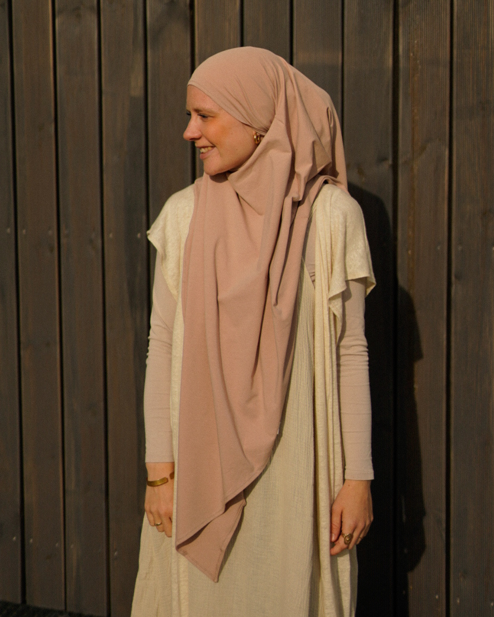 Jersey Khimar aus Bio-Baumwolle Light Taupe