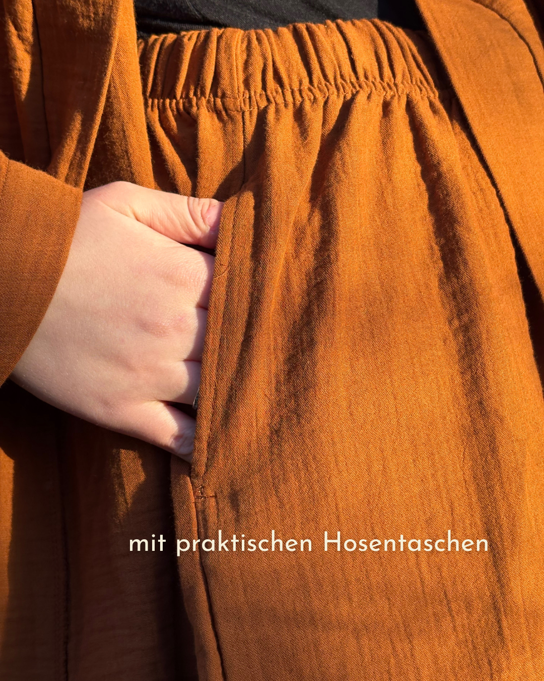 Musselin Hose "Juniper" aus Bio-Baumwolle (Caramel)