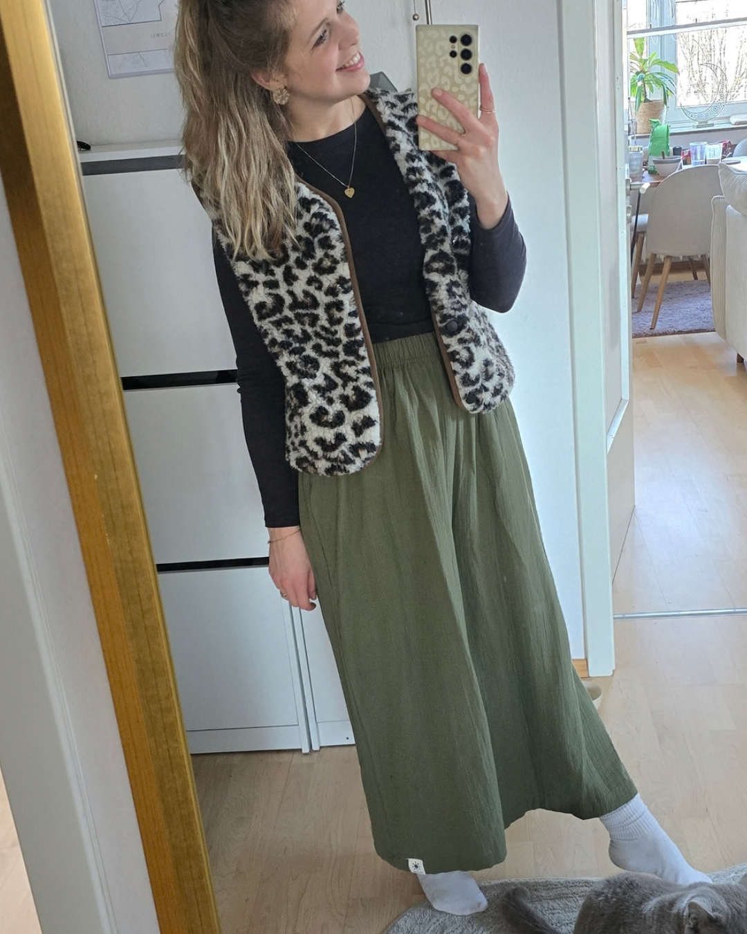 Musselin Hose "Juniper" aus Bio-Baumwolle (Dusty Olive)