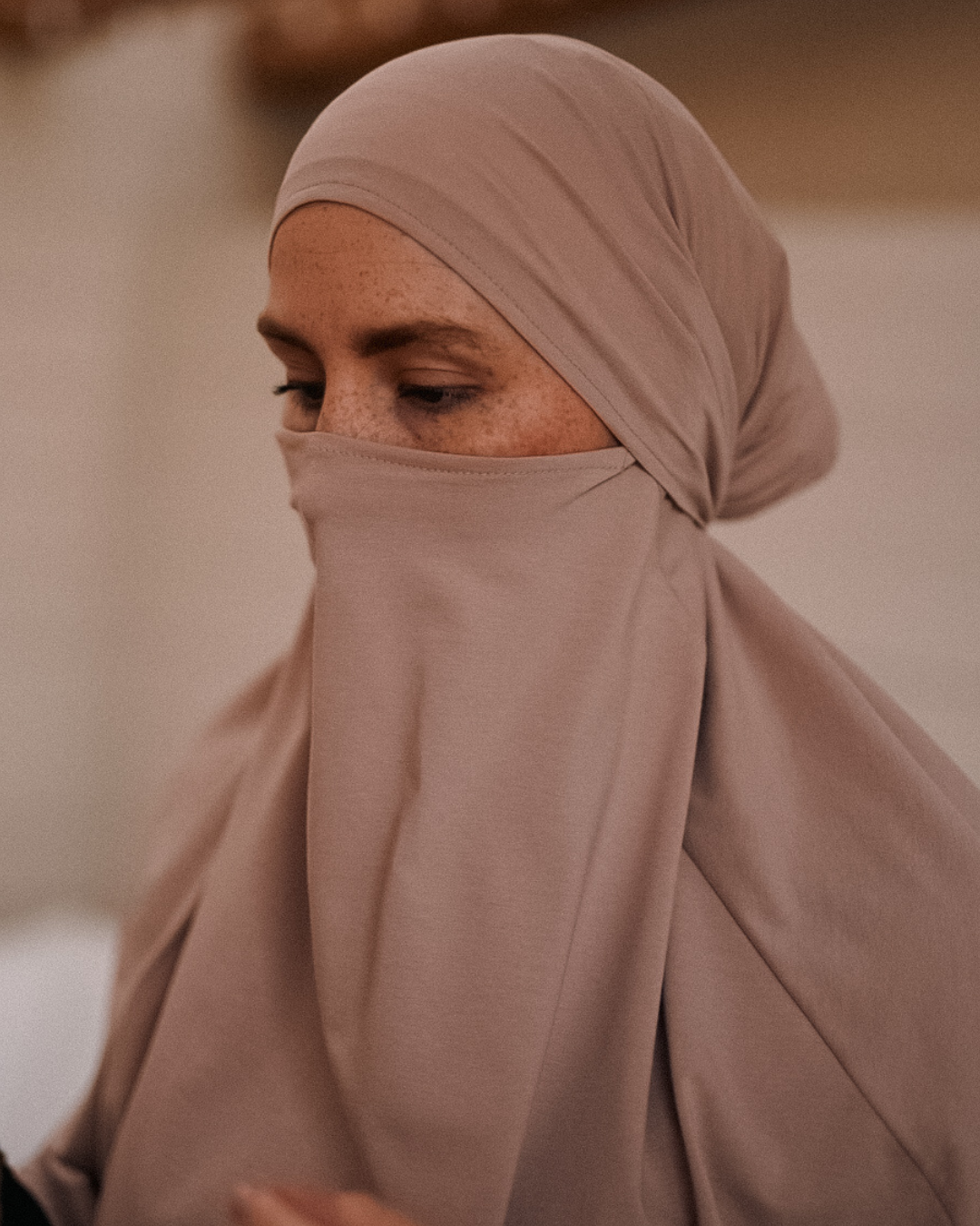 Jersey Khimar aus Bio-Baumwolle Light Taupe