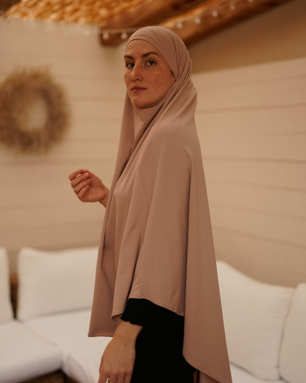 Jersey Khimar aus Bio-Baumwolle Light Taupe