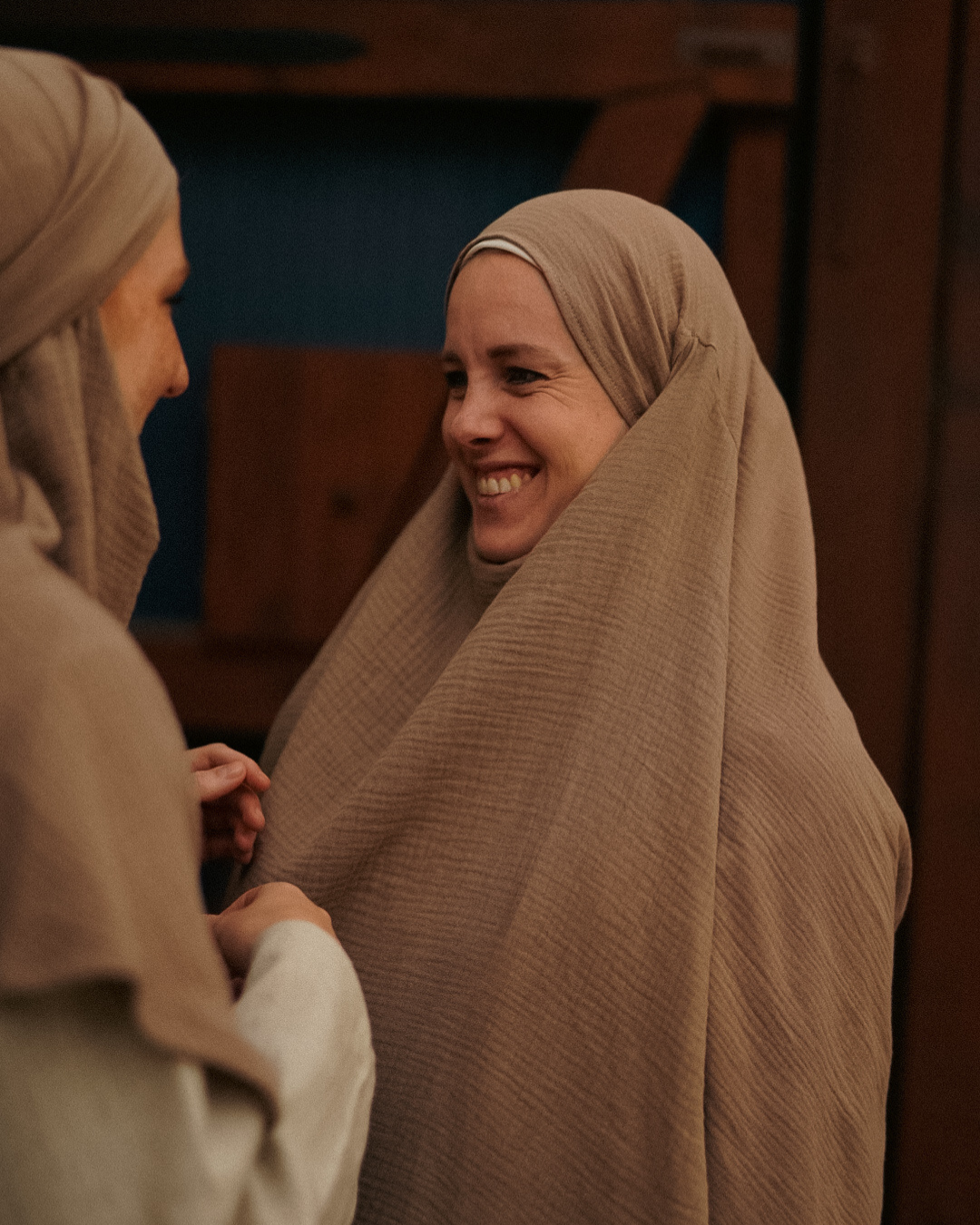 Musselin Khimar aus Bio-Baumwolle Taupe