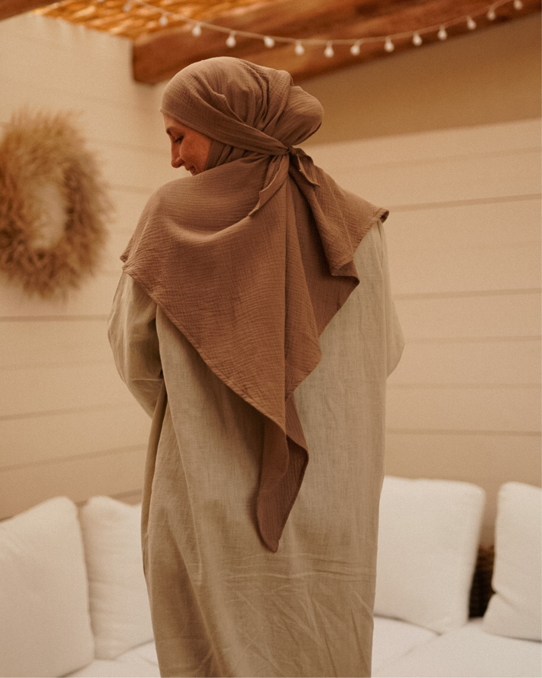 Musselin Khimar aus Bio-Baumwolle Taupe