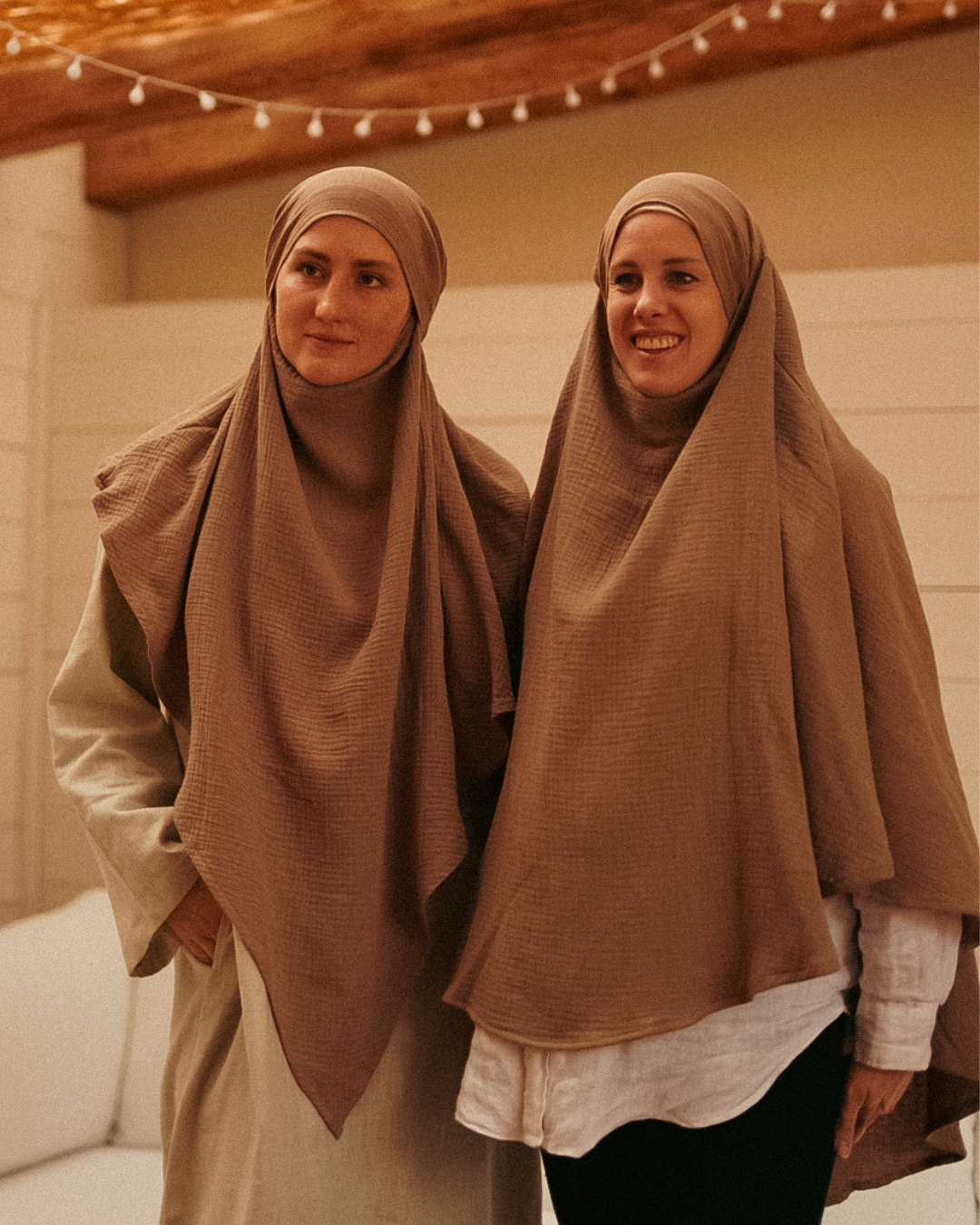 Musselin Khimar aus Bio-Baumwolle Taupe