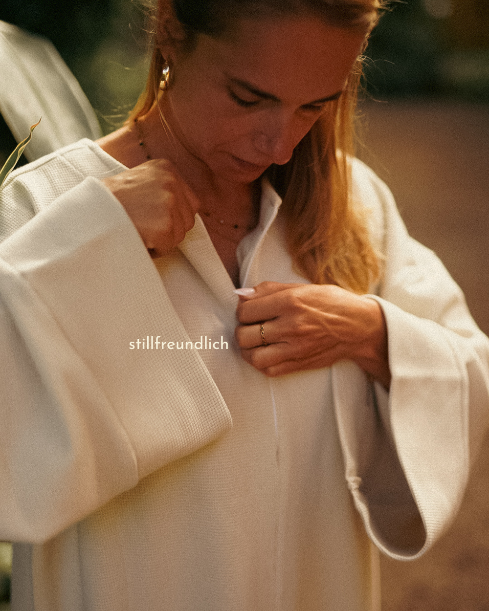 Warme Abaya "Laila" aus Bio-Baumwolle (Marzipan)