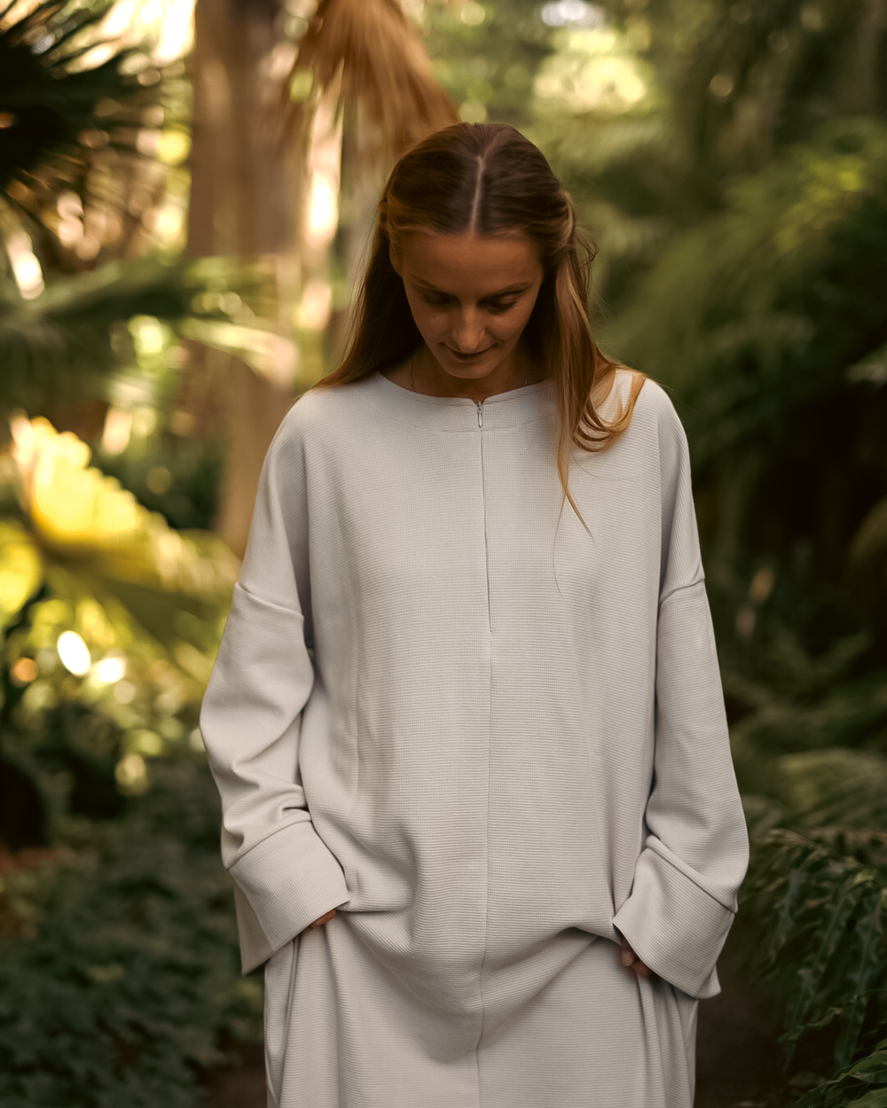 Warme Abaya "Laila" aus Bio-Baumwolle (Silver Grey)