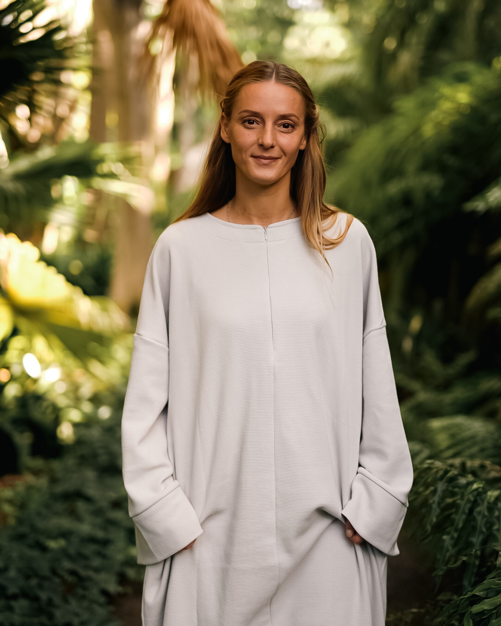 Warme Abaya "Laila" aus Bio-Baumwolle (Silver Grey)