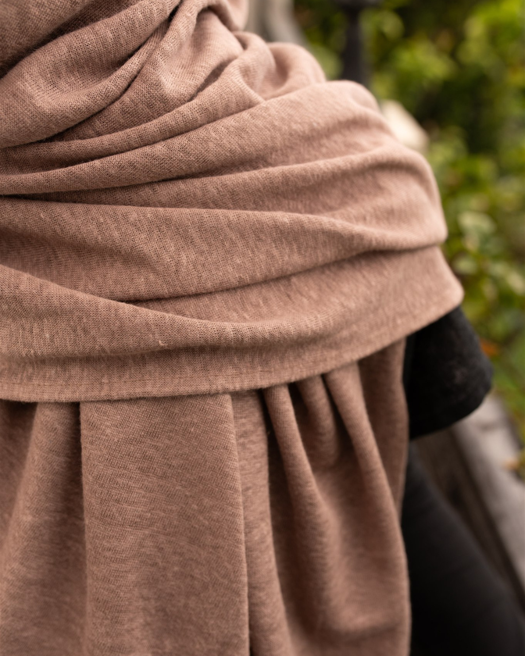 Hijab en jersey « Leena » - 100 % lin (taupe foncé)