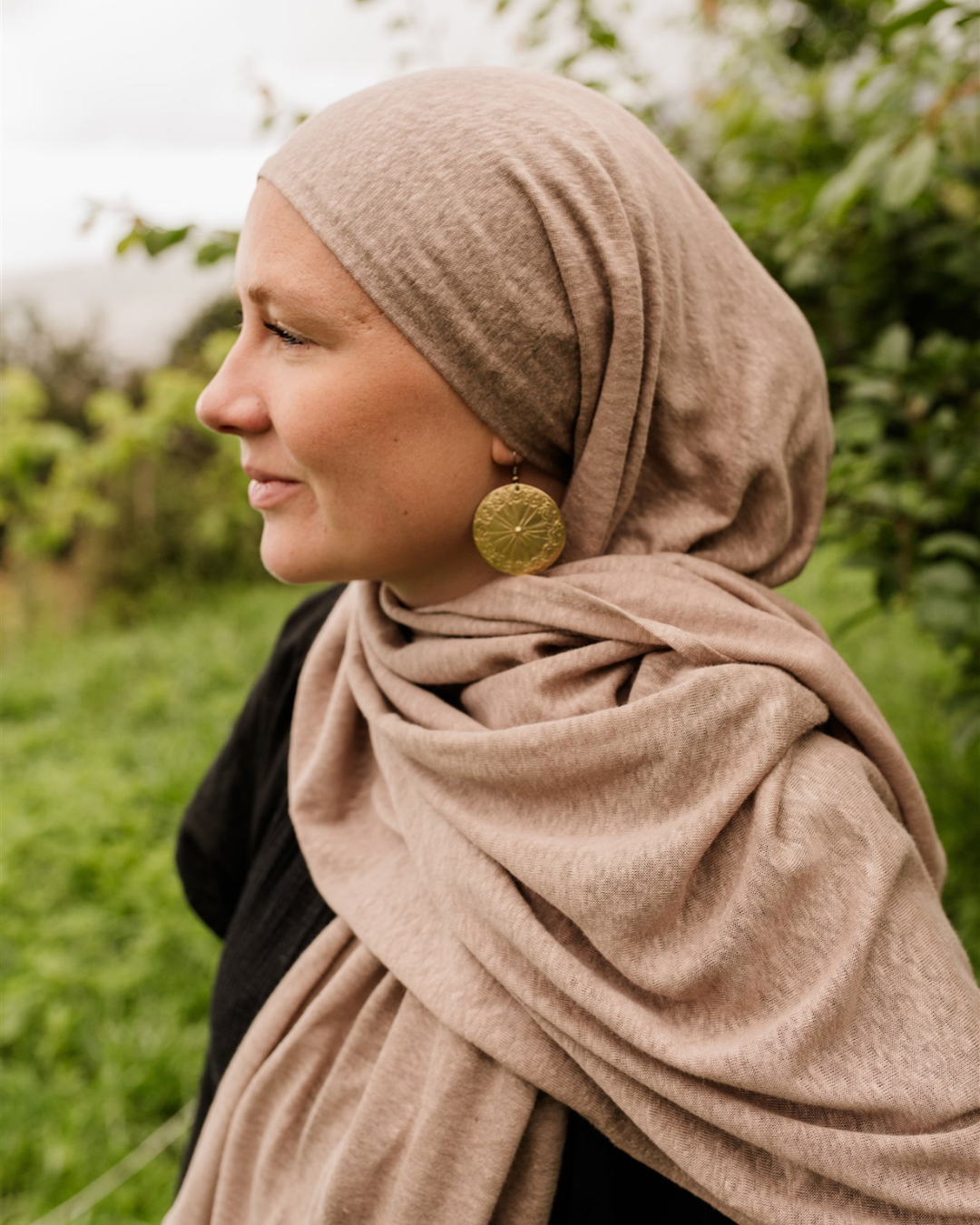 Hijab en jersey « Leena » - 100 % lin (Iced Coffee)