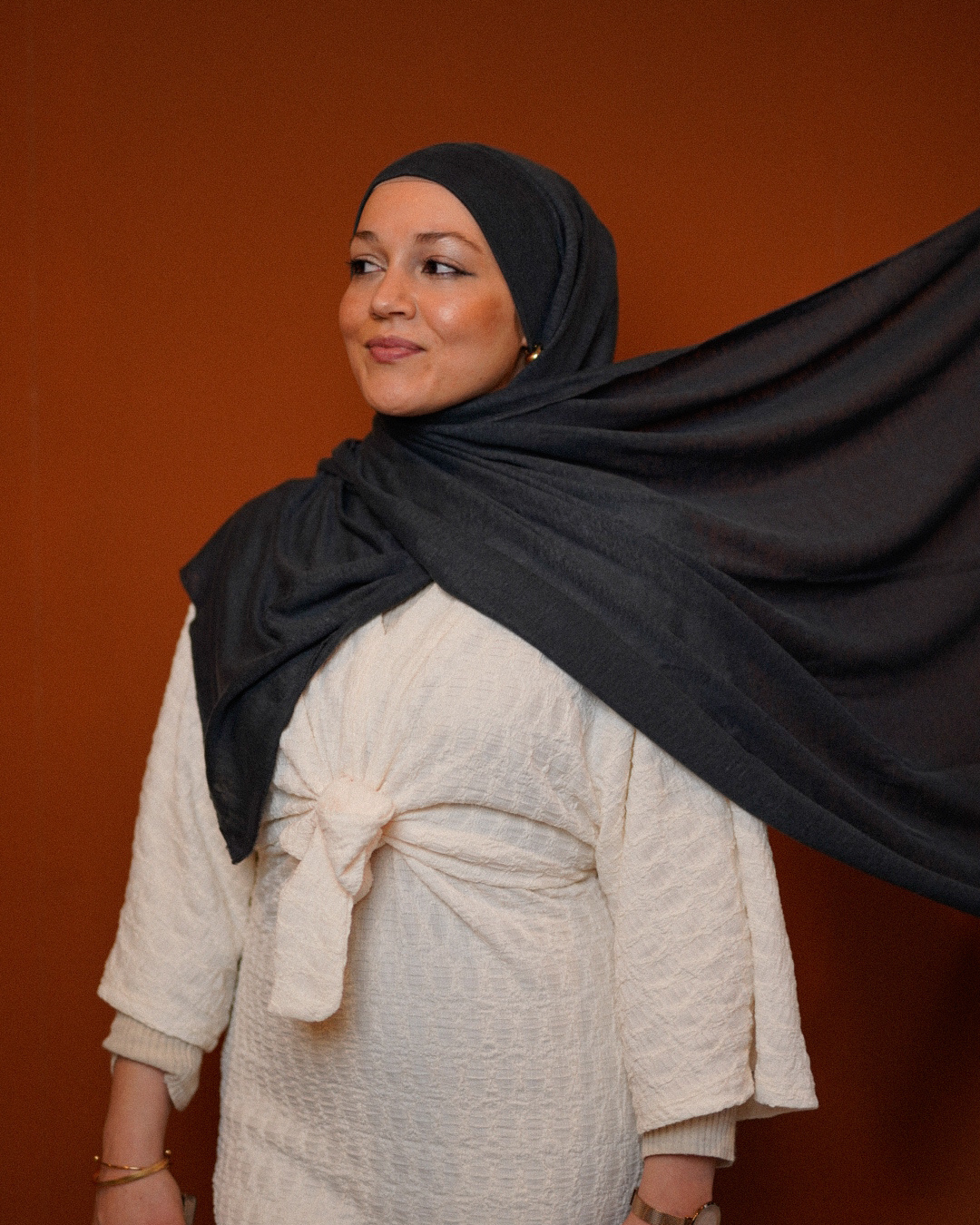 Instant Hijab "Leena" - 100% Leinen - Stone