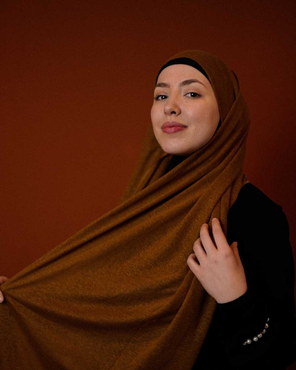 Instant Hijab "Leena" - 100% Leinen Teak