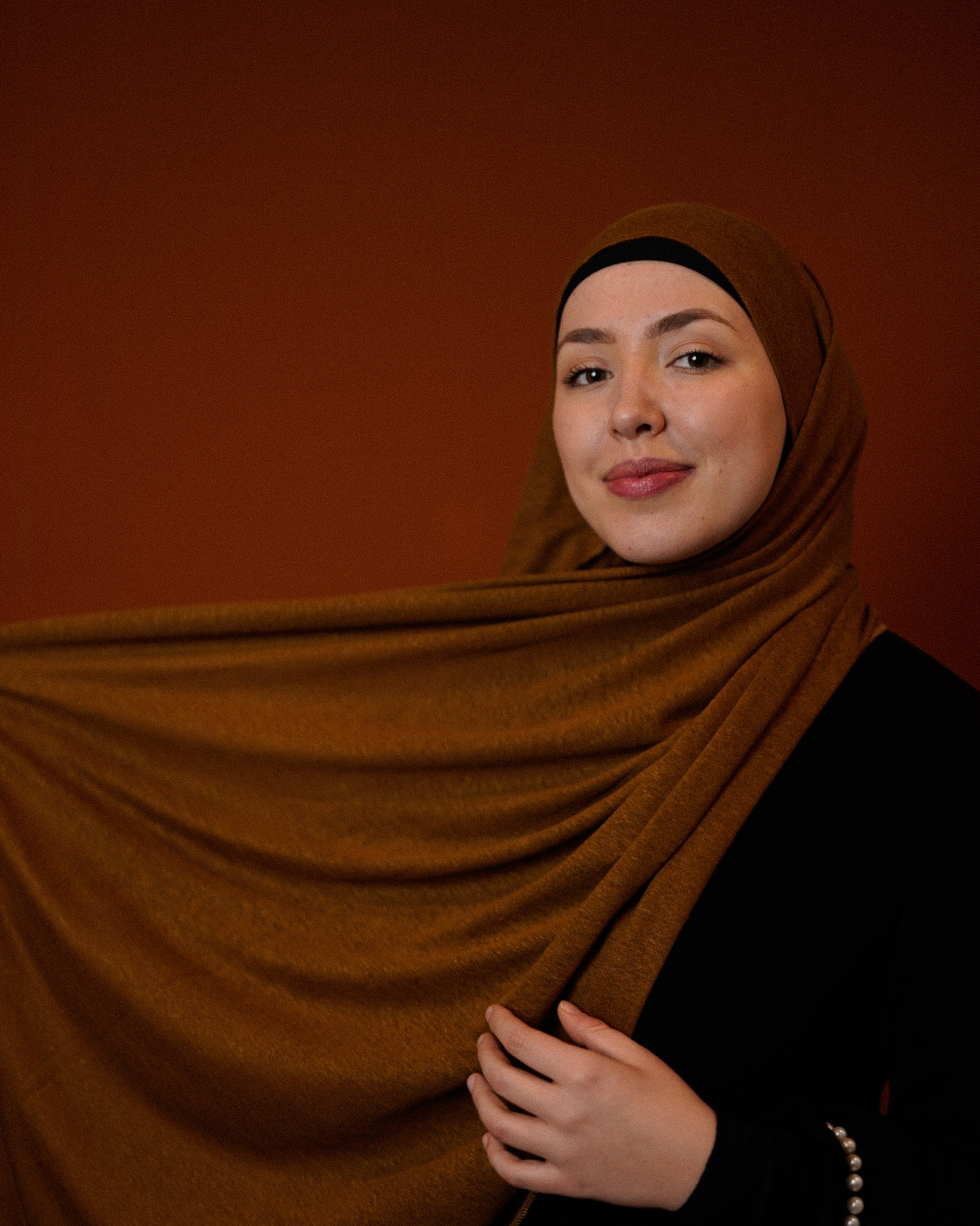 Instant Hijab "Leena" - 100% Leinen - Teak