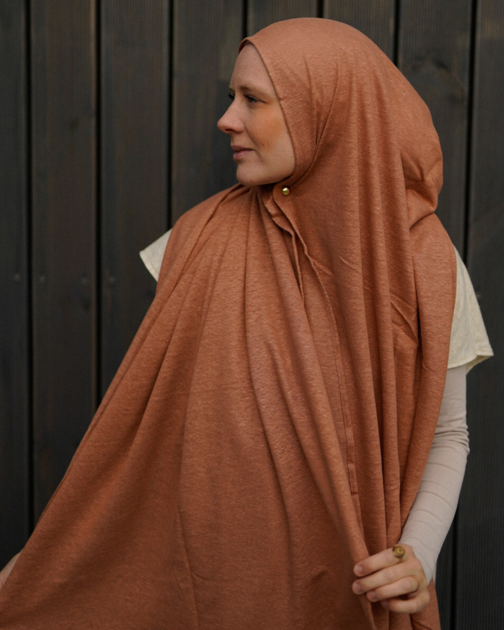 Jersey Hijab - 100% Leinen - Lava Mocha - "Leena"