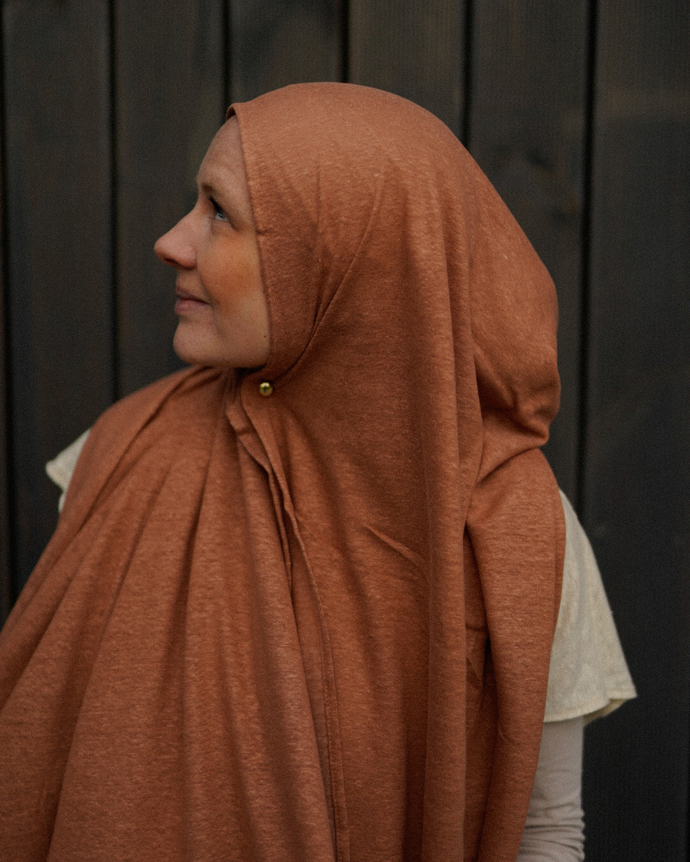 Jersey Hijab - 100% Leinen - Lava Mocha - "Leena"