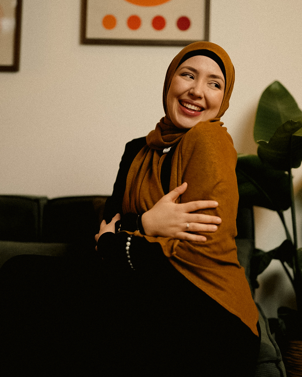 Jersey Hijab - 100% Leinen - Teak - "Leena"
