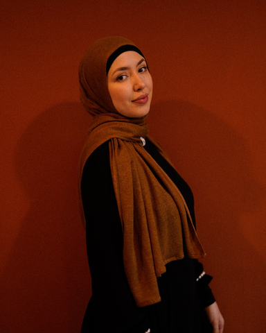 Jersey Hijab - 100% Leinen - Teak - 