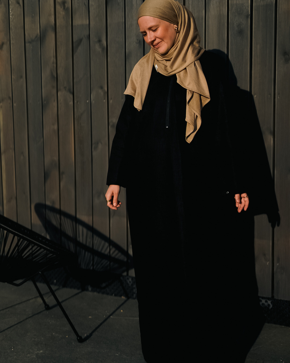 Leinen Abaya "Alma" mit Baumwolle - black