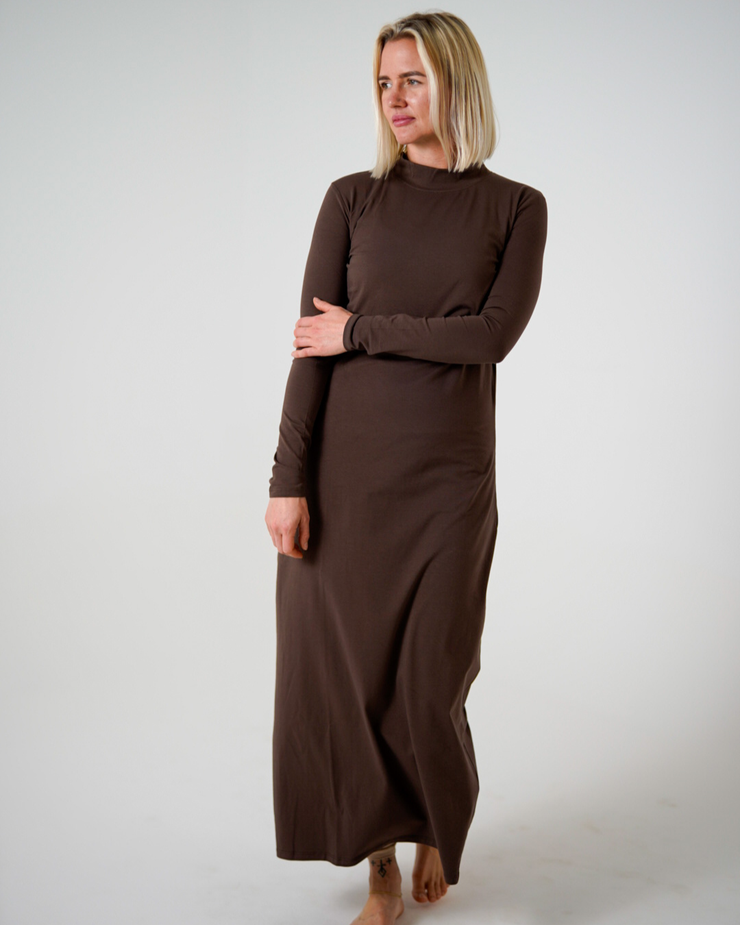 chinese dress ladies Regine Modal Ruched Backless Maxi Dress in Chocolate Brown main image 0