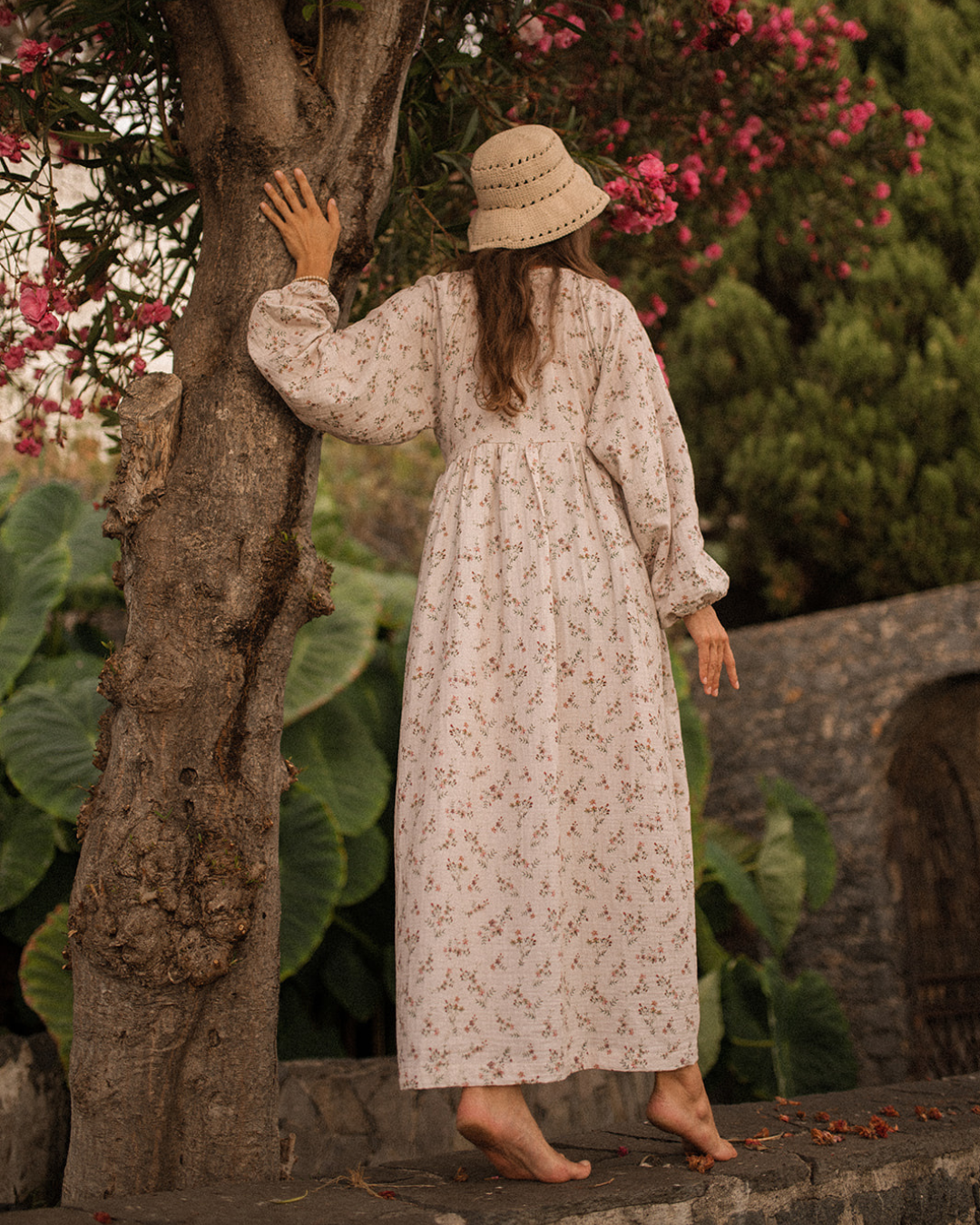 Stillfreundliche Wickel Abaya "Lunaria" aus Bio-Baumwolle (Fleur)