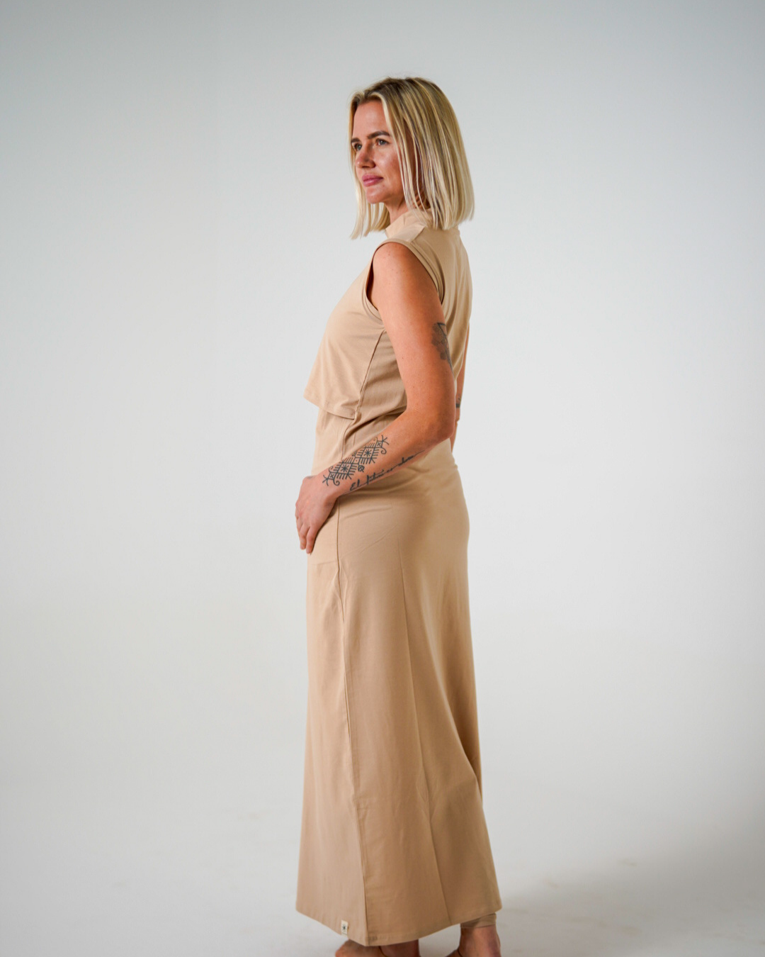 Unterkleid ärmellos aus Bio-Baumwolle "Luna" (Light Taupe)