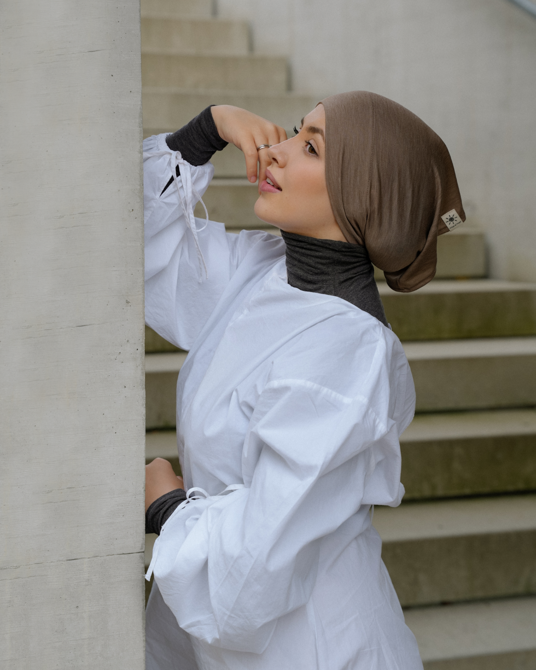 Schlauchbonnet aus Seide und Bio-Baumwolle "Mariposa" (Haselnuss)