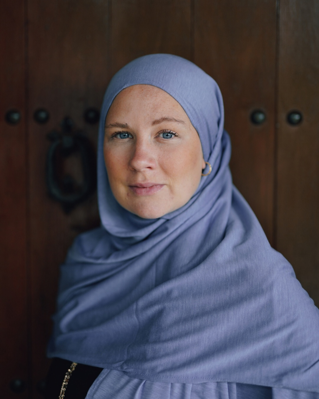 Hijab Premium Jersey « Mariposa » en soie et coton biologique (Azzurro)