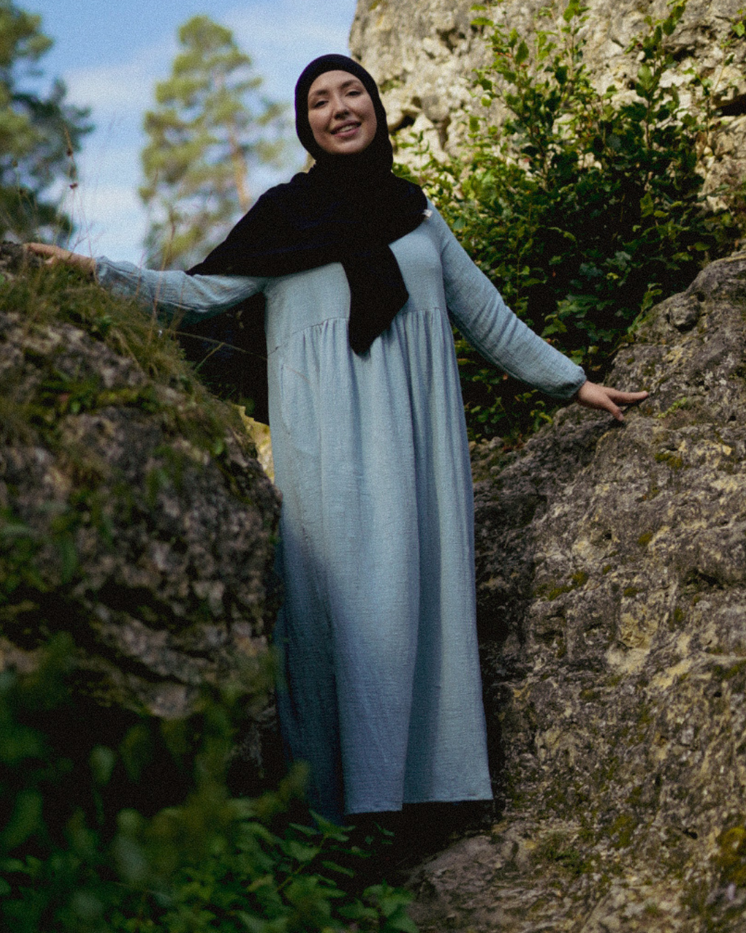 Cotton Abaya "Maya" aus Baumwolle (Elsa Blue)