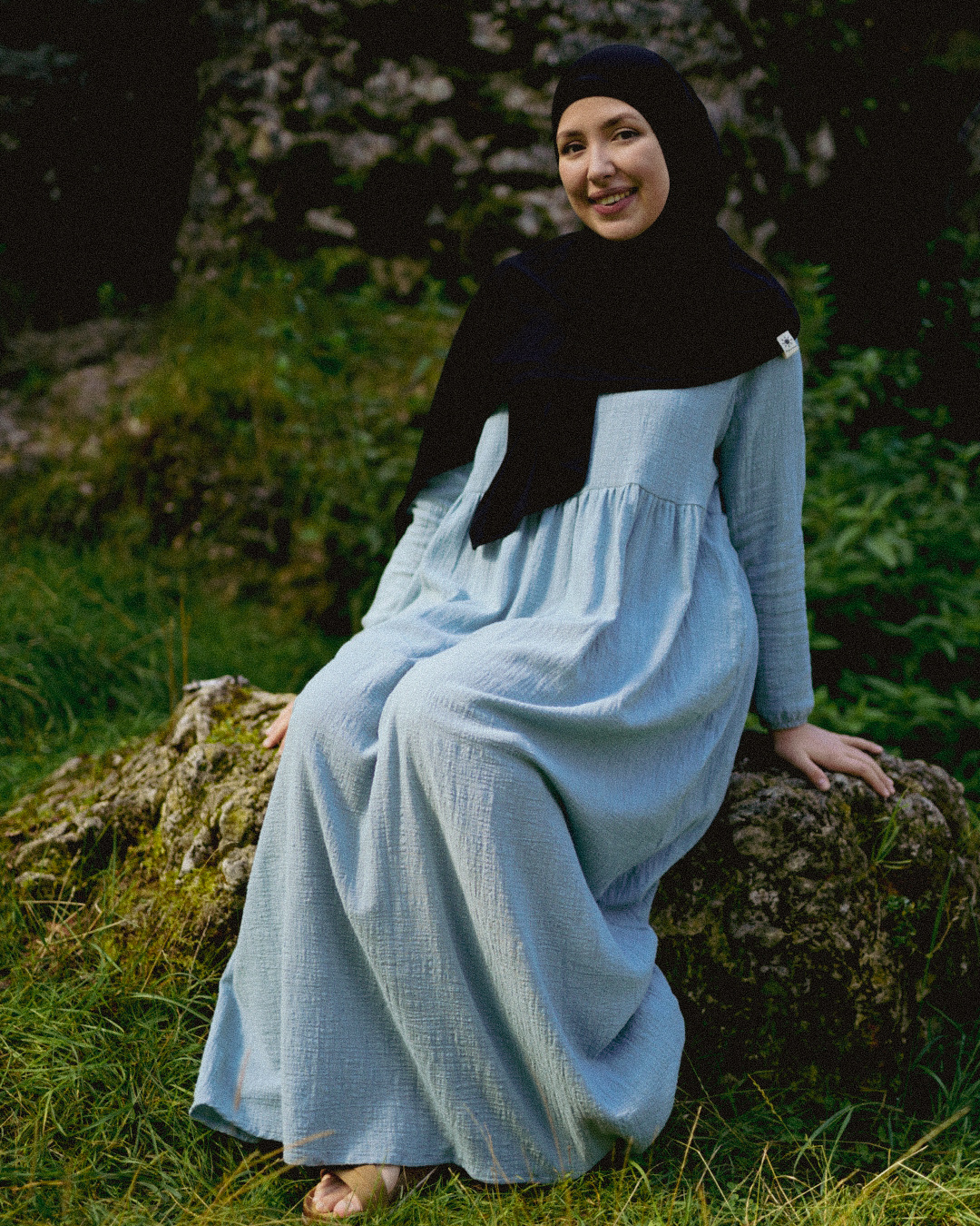 Cotton Abaya "Maya" aus Baumwolle (Elsa Blue)