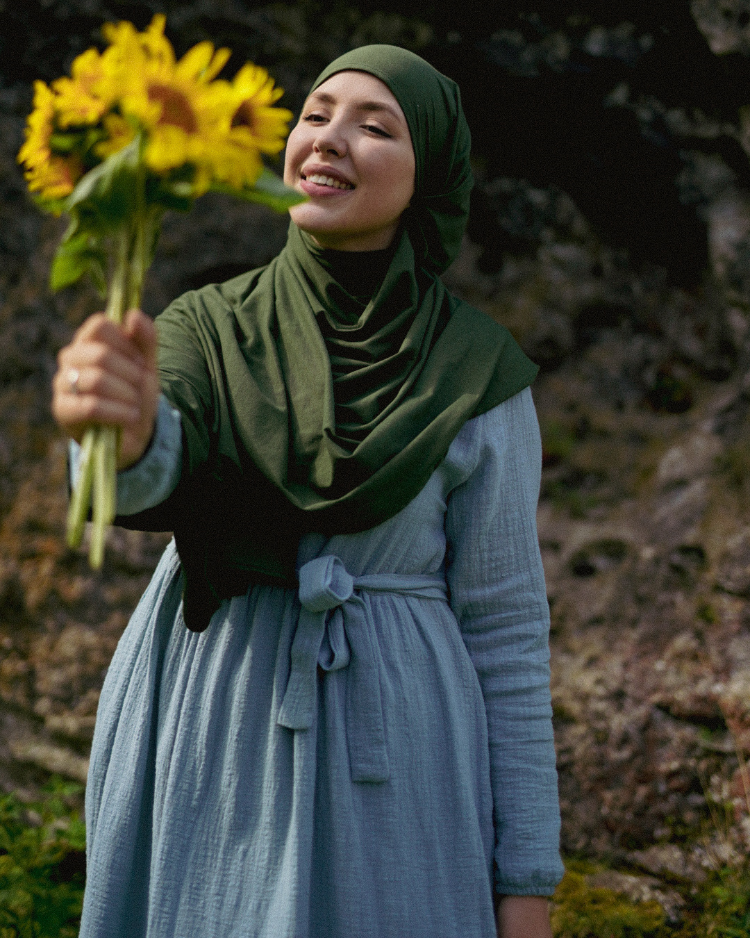 Leichter Jersey Hijab "Hava" aus 100% Bio-Baumwolle (Twilight Green)