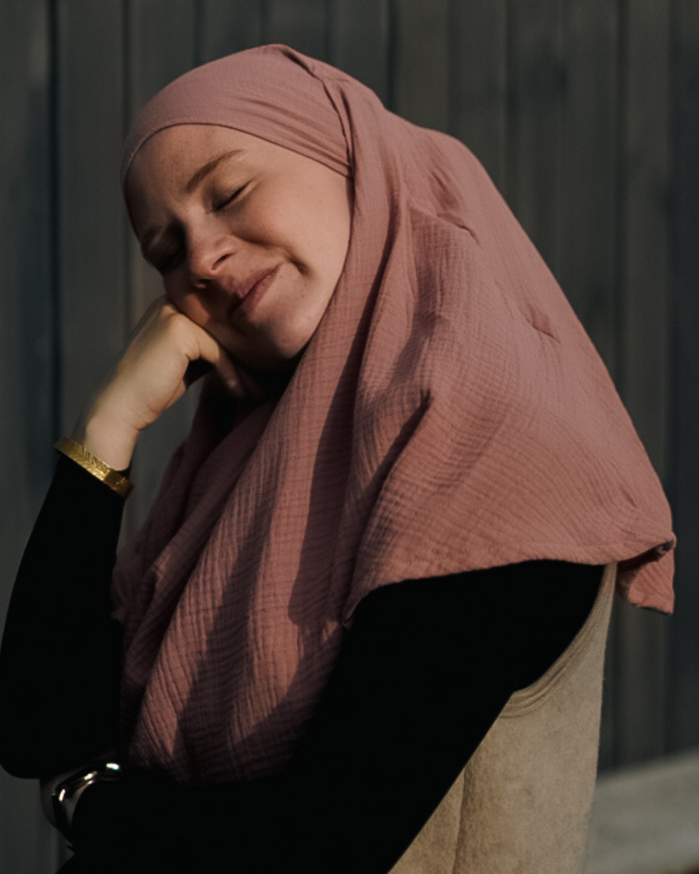Mini Musselin Khimar (Old Blush)