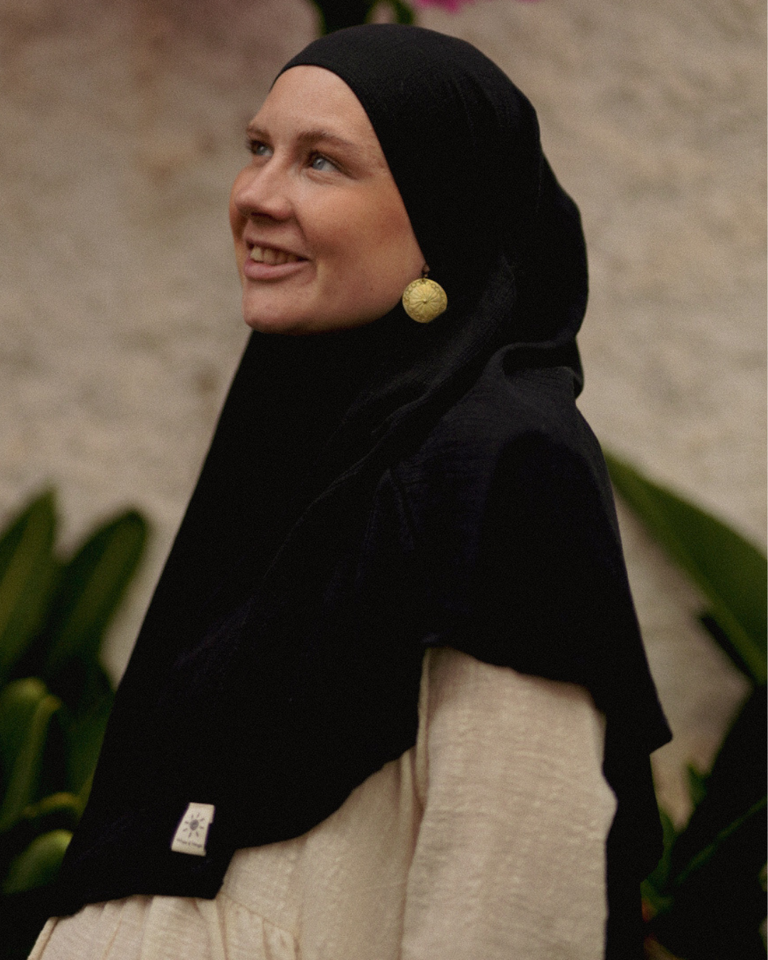 Mini Khimar Sandy aus Viskose und Leinen (Black)