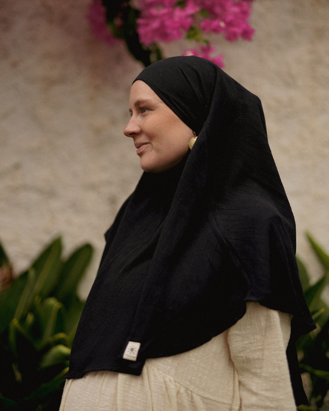 Mini Khimar Sandy aus Viskose und Leinen (Black)