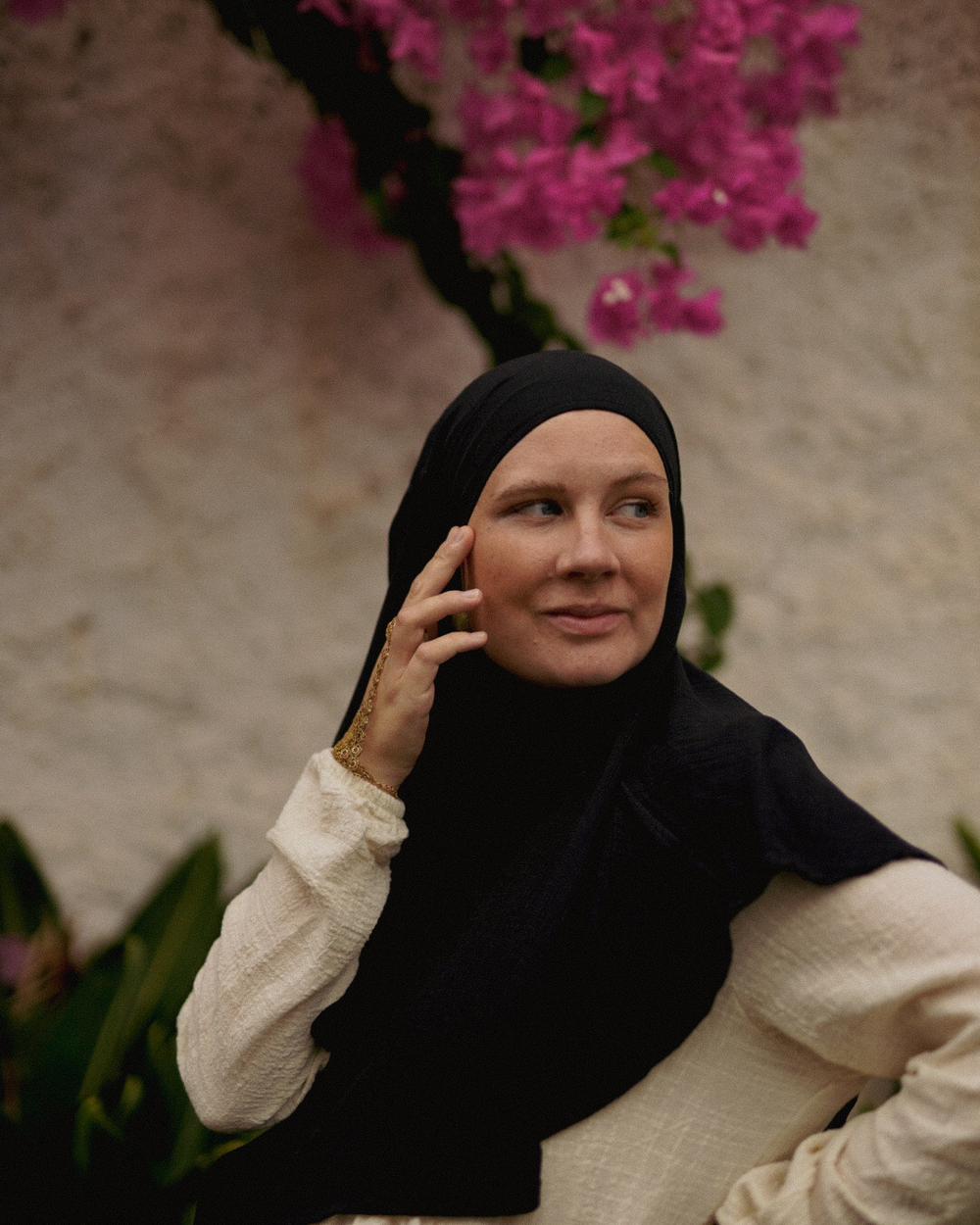 Mini Khimar Sandy aus Viskose und Leinen (Black)