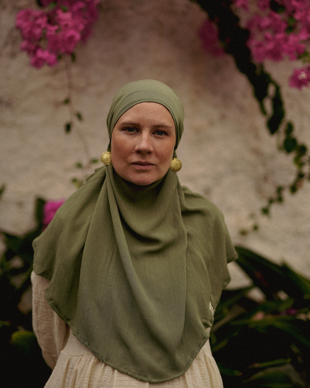 Mini Khimar Sandy in viscose and linen (Forest Green)