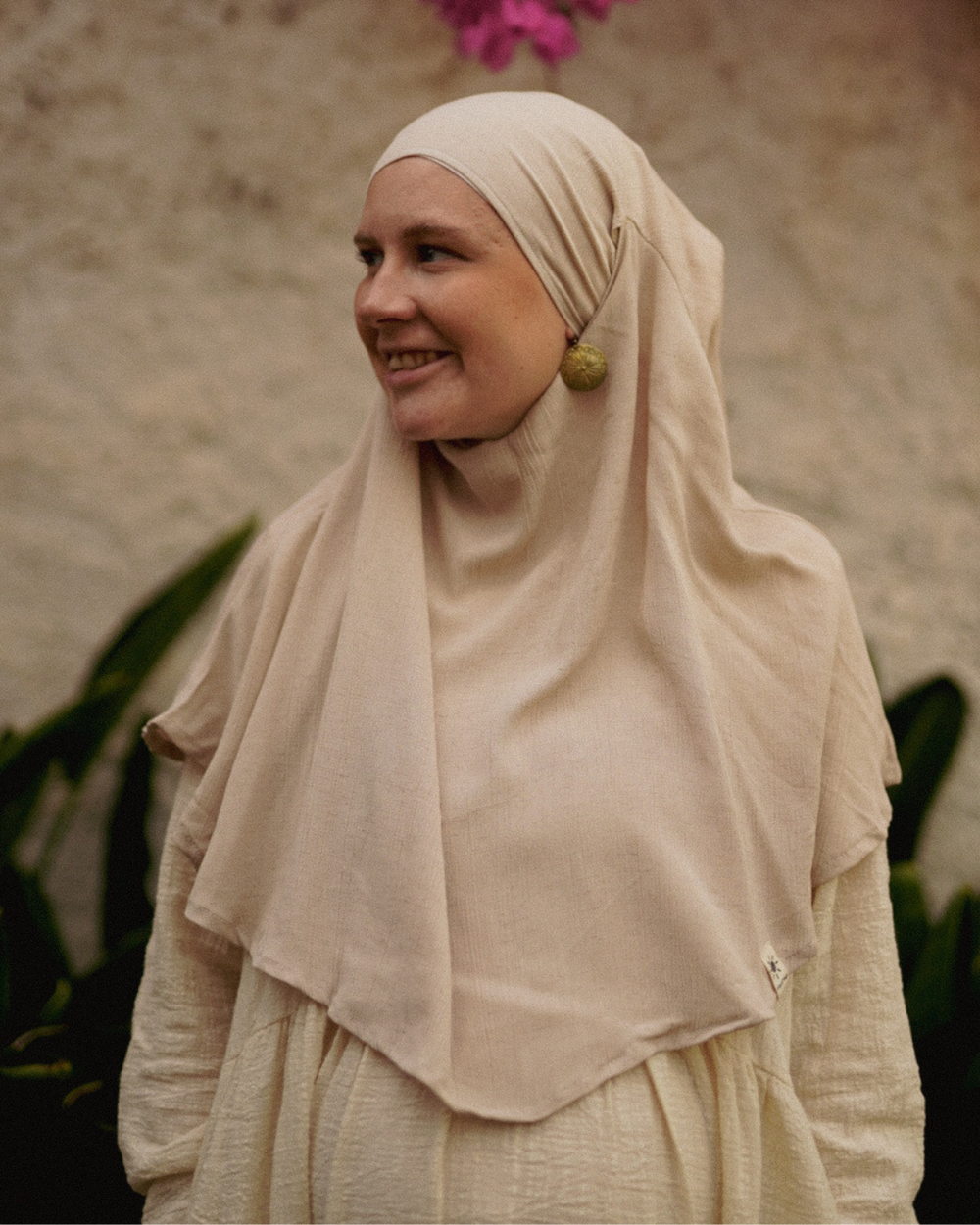 Mini Khimar Sandy aus Viskose und Leinen (Linen Beige)