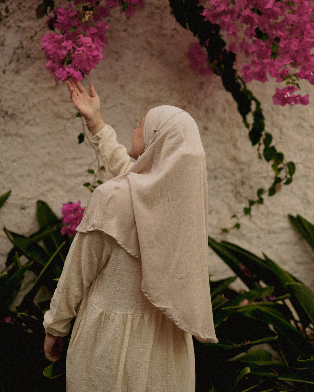 Mini Khimar Sandy aus Viskose und Leinen (Linen Beige)