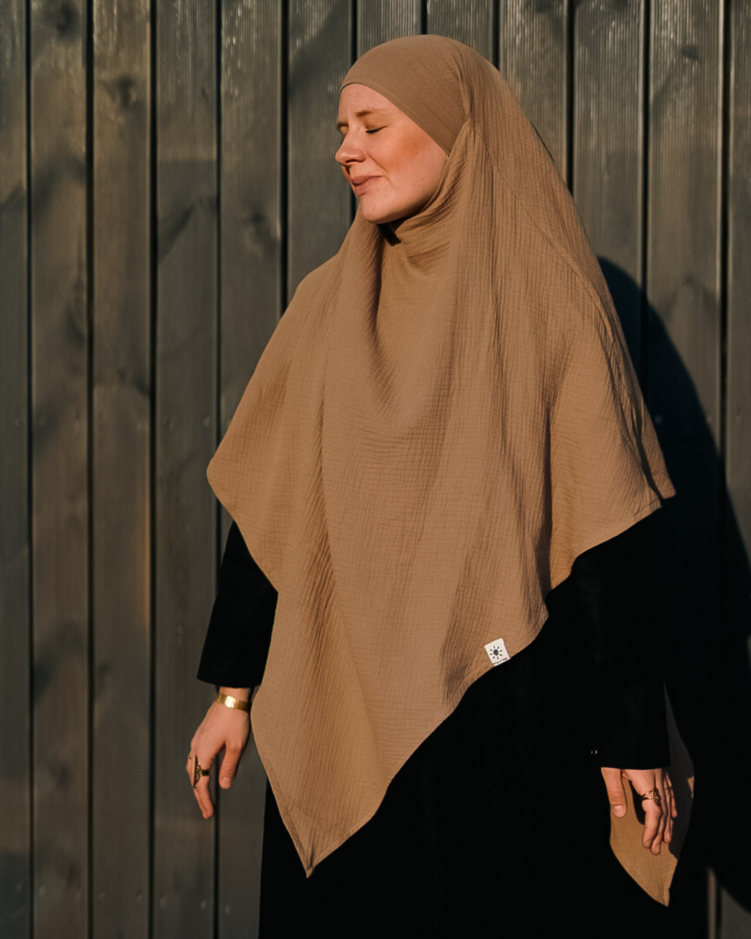 Musselin Khimar aus Bio-Baumwolle Taupe