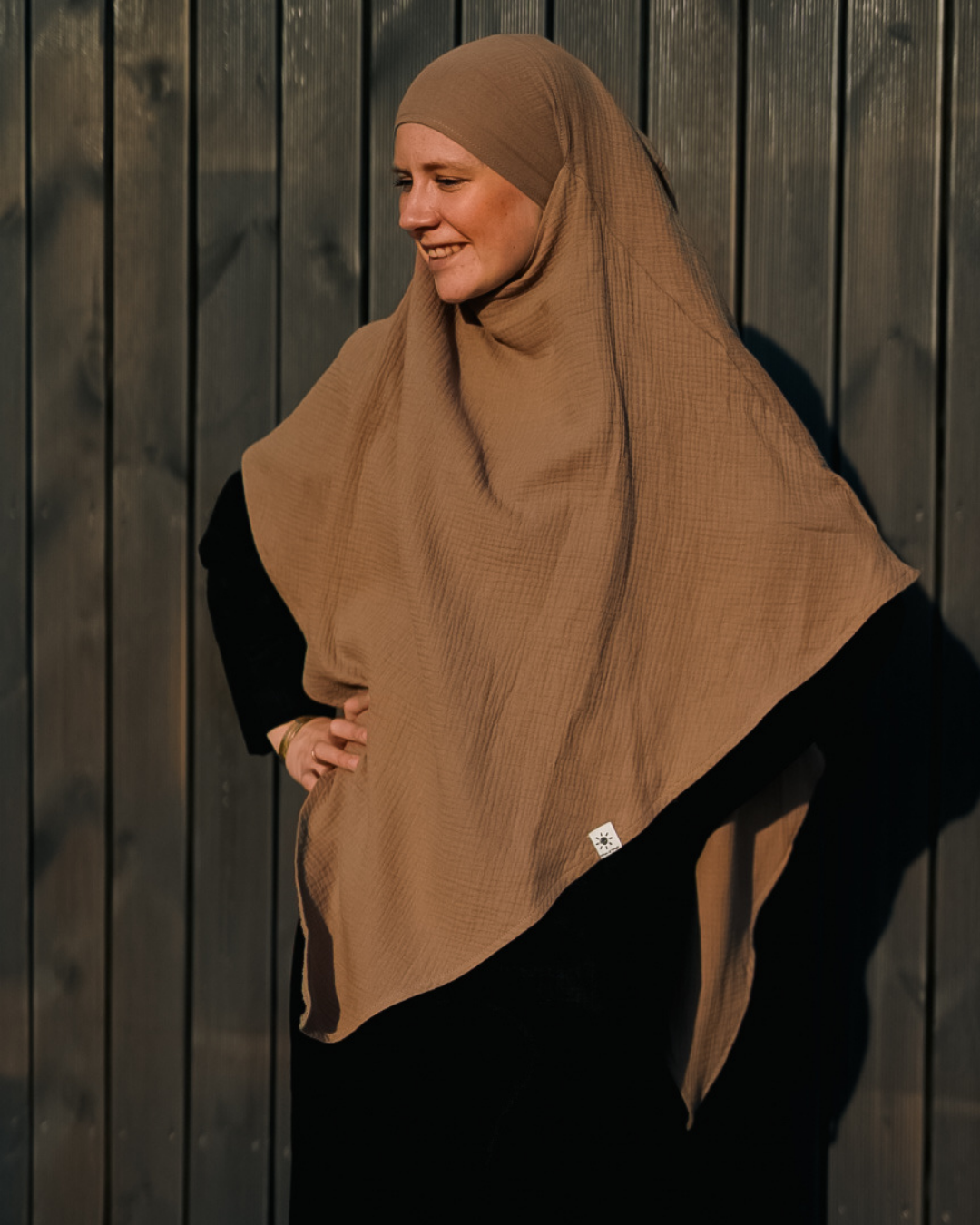 Musselin Khimar aus Bio-Baumwolle Taupe