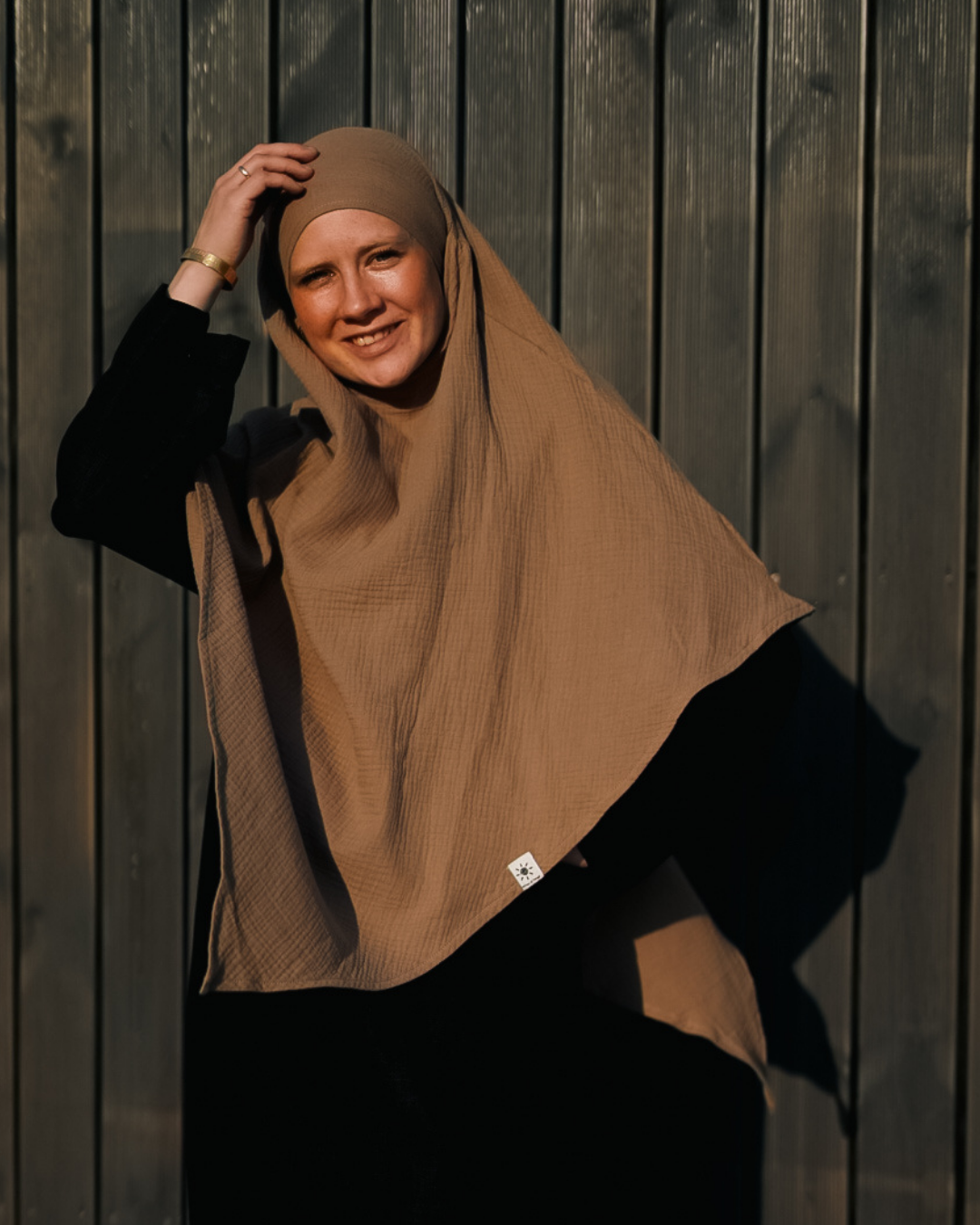 Musselin Khimar aus Bio-Baumwolle Taupe